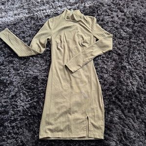 Priness Polly ribbed mini dress. Khaki green color. Perfect for the holidays!!